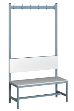 Öltözőpad bútorlap ülőfelülettel, háttámlával és akasztókkal PLV1004