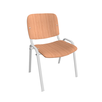 ISO-Stuhl aus Holz mit grauem Gestell