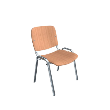 ISO-Stuhl aus Holz mit Chromgestell