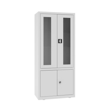 Glastürenschrank mit Metallböden NSML 114 p