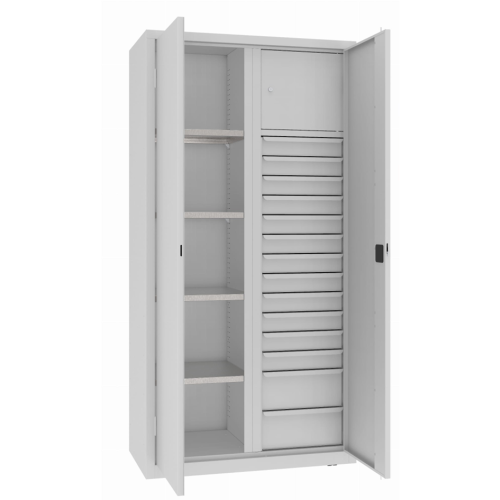 Úschovná skriňa s policami, zásuvkami a boxom MSW 210/5-31