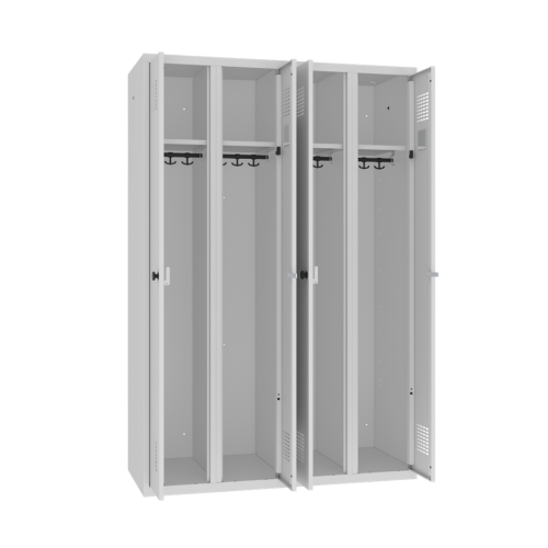 Négyajtós, hosszú ajtós fém öltözőszekrény WZD 340